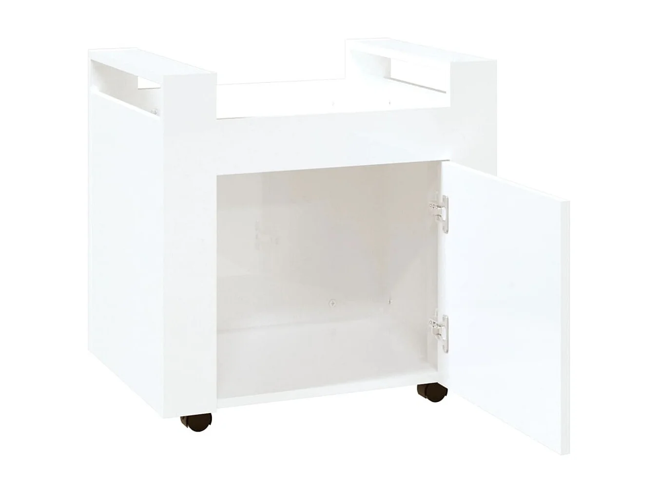 Carrinho secretária 60x45x60cm deriv. madeira branco brilhante