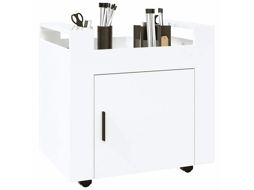 Chariot de bureau Blanc brillant 60x45x60 cm Bois d'ingénierie