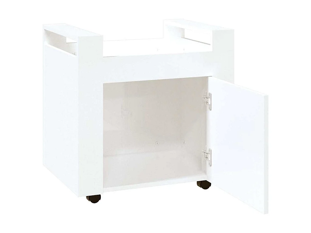 Chariot de bureau Blanc brillant 60x45x60 cm Bois d'ingénierie