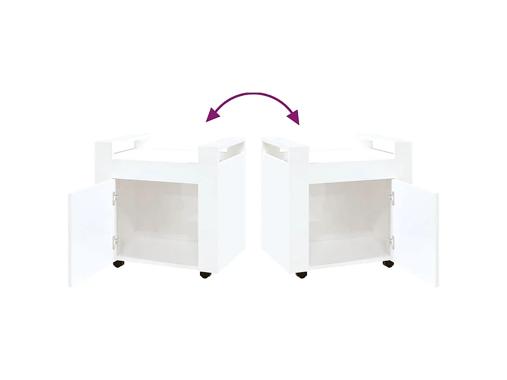 Chariot de bureau Blanc brillant 60x45x60 cm Bois d'ingénierie