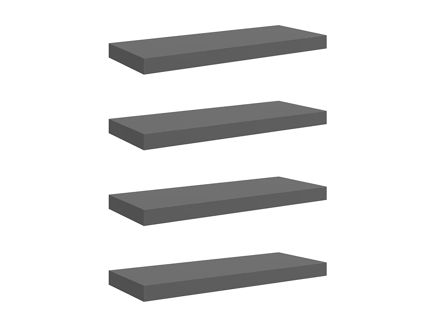 Étagère murale flottante 4 pcs Gris brillant 60x23,5x3,8 cm MDF