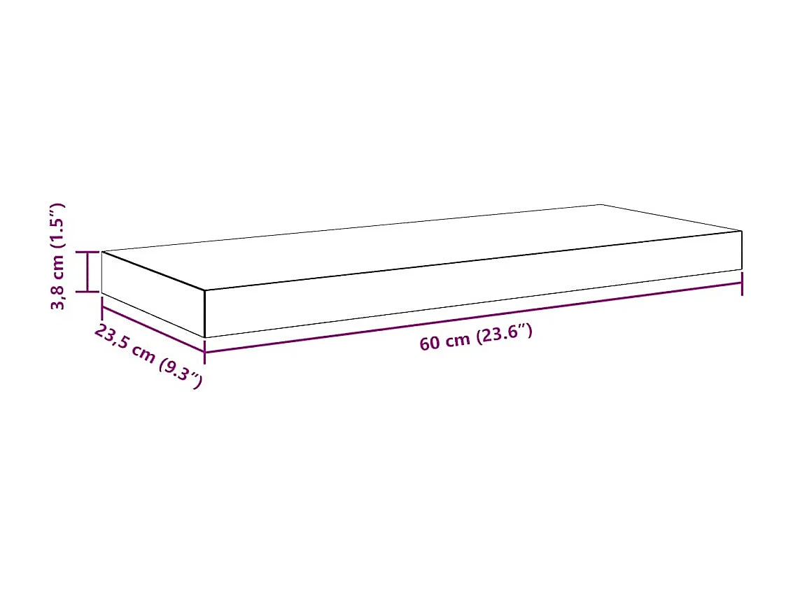 Étagère murale flottante 4 pcs Gris brillant 60x23,5x3,8 cm MDF