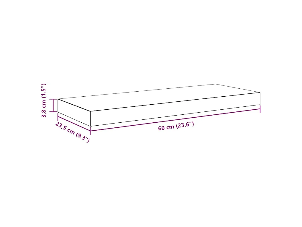 Schweberegale 4 Stk. Hochglanz-Grau 60x23,5x3,8 cm MDF