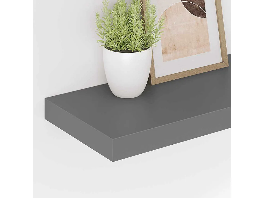 Schweberegale 4 Stk. Hochglanz-Grau 60x23,5x3,8 cm MDF