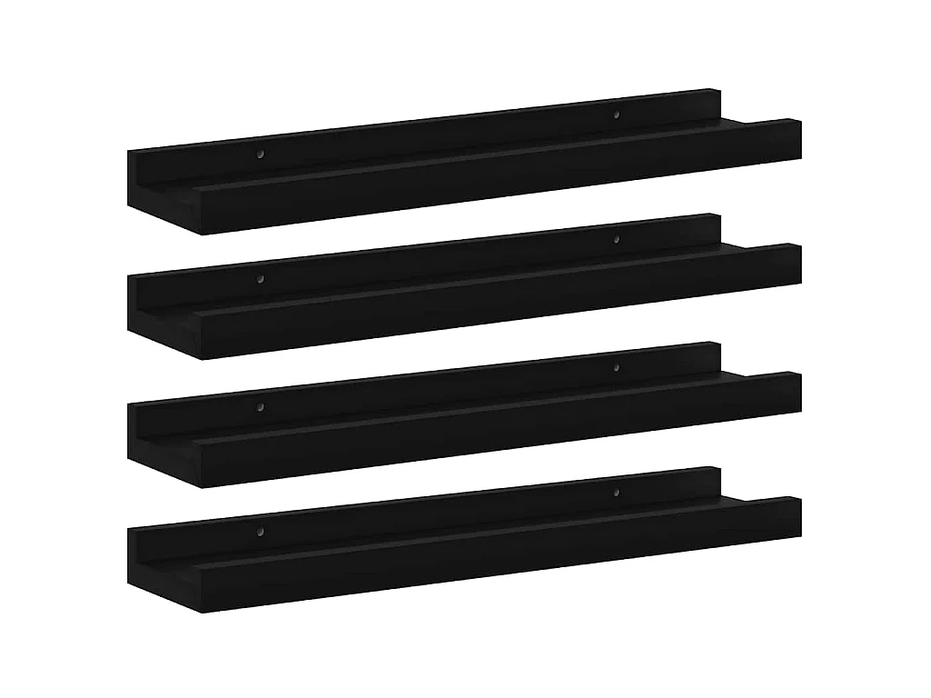 Wandschappen 4 st 40x9x3 cm zwart
