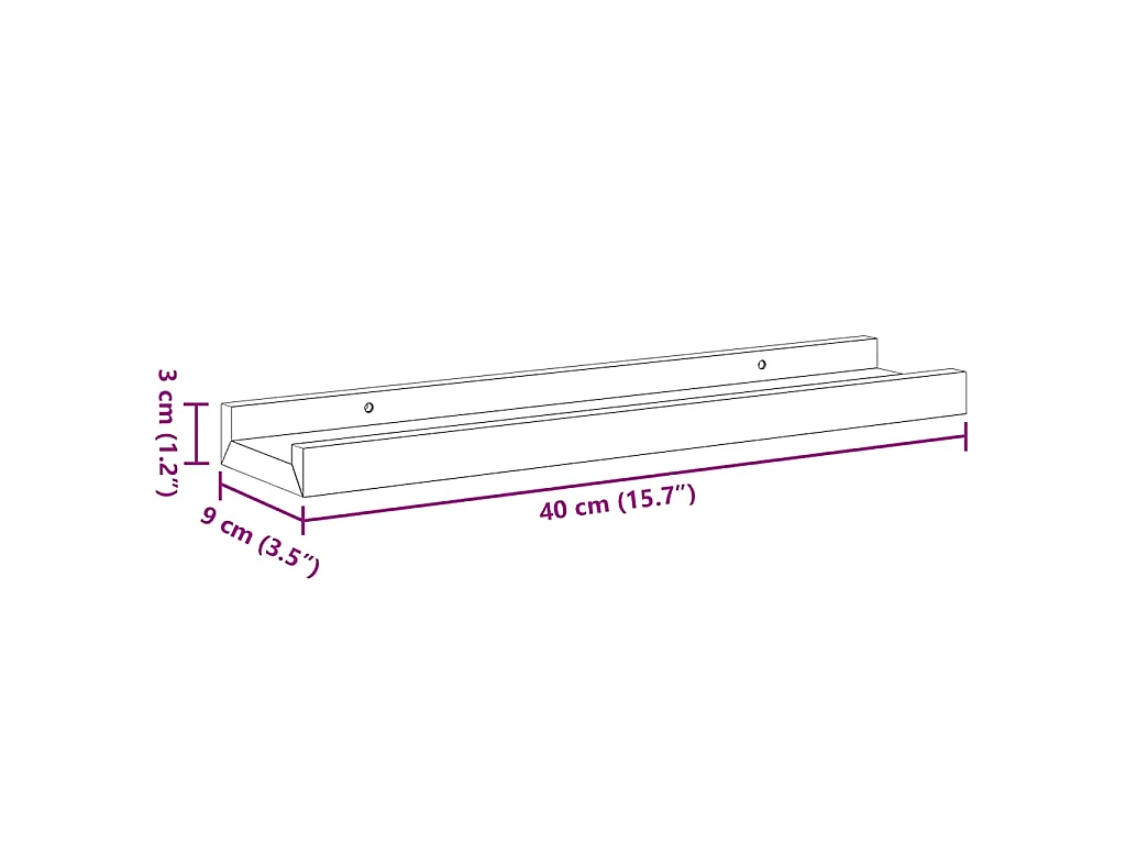 Wandschappen 4 st 40x9x3 cm zwart