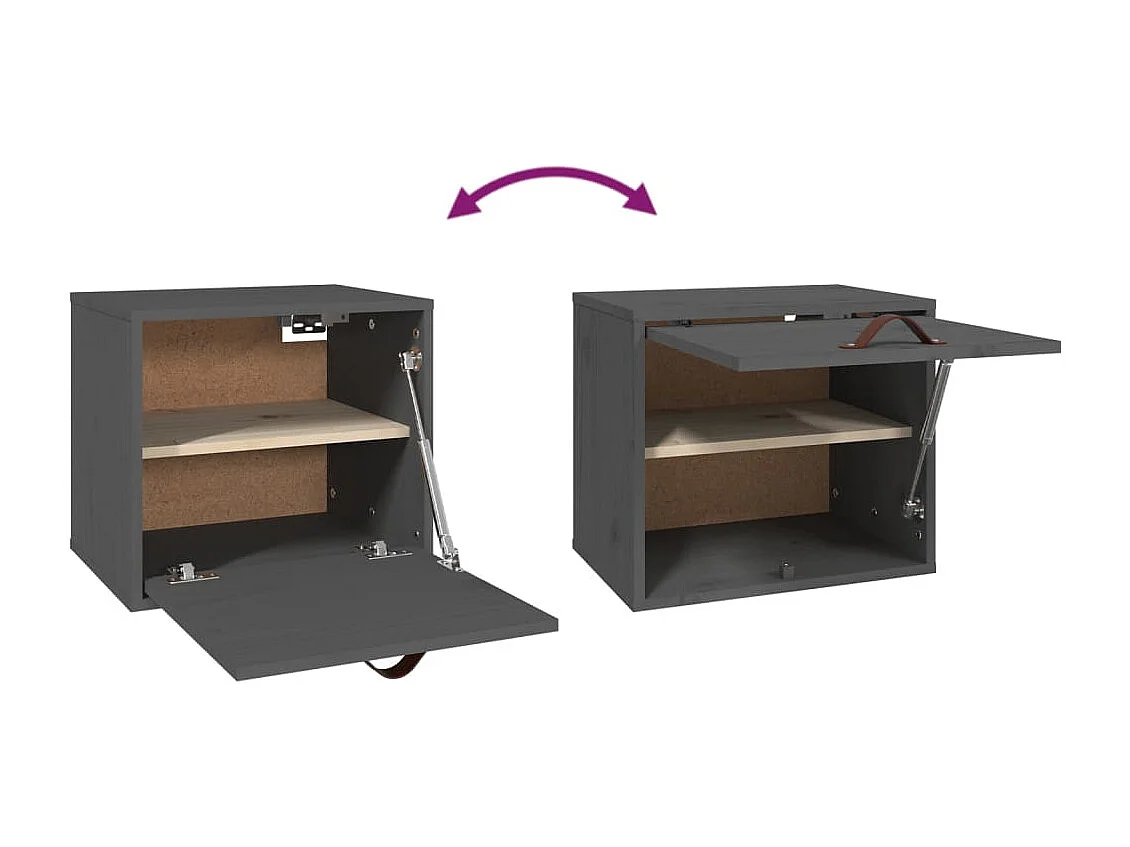 Pensile Grigio 40x30x35 cm in Legno Massello di Pino