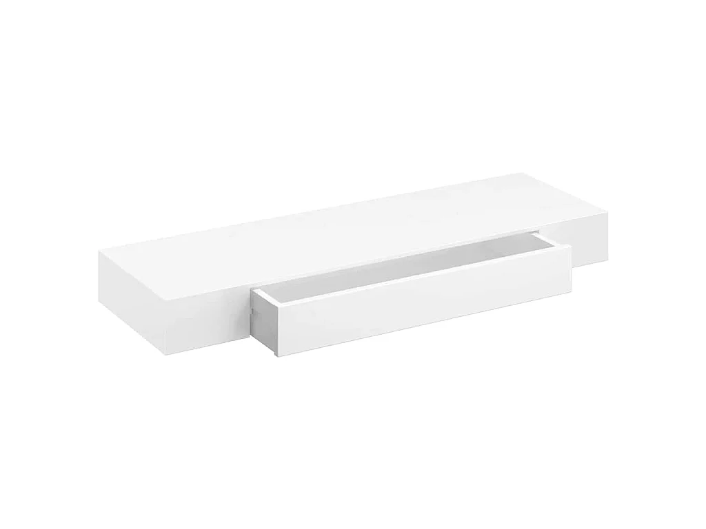 Półki Ściennie z Szufladami Białe 80 cm - 2 Sztuki