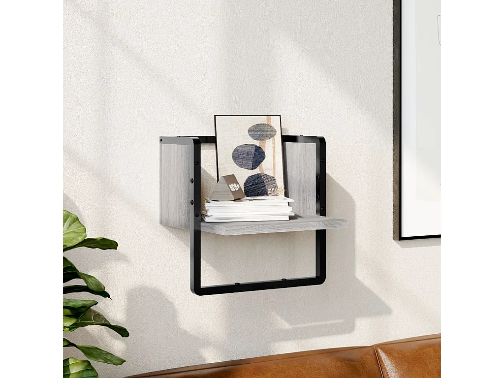 Wandregal mit Stange Grau Sonoma 30x25x30 cm