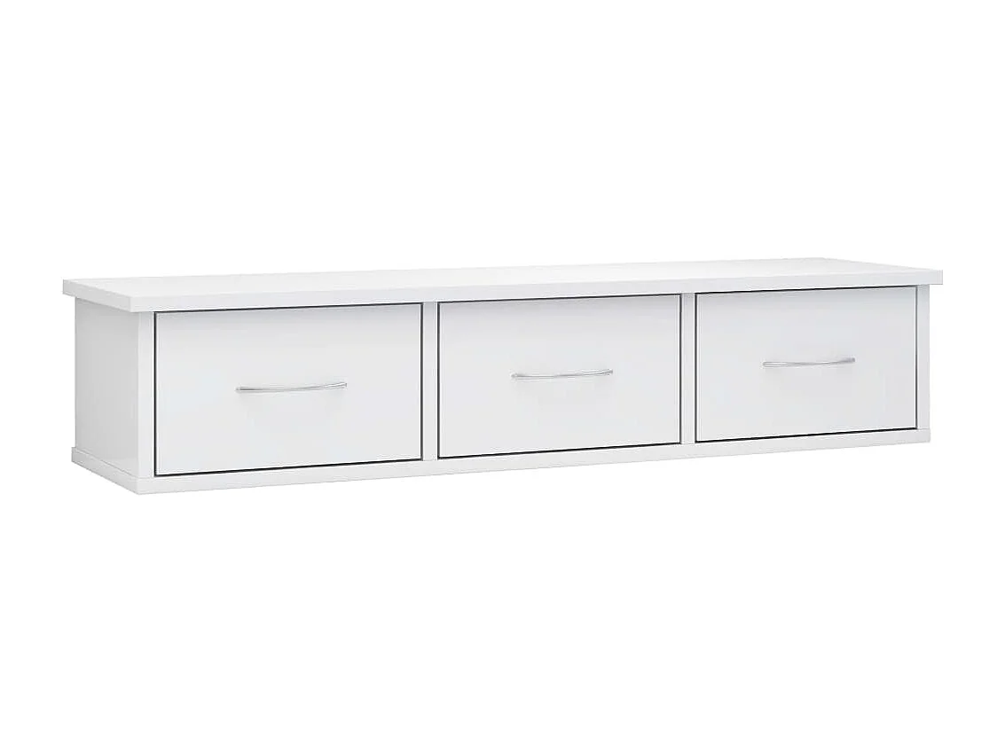 Wand-Schubladenregal Hochglanz-Weiß 88x26x18,5 cm Holzwerkstoff