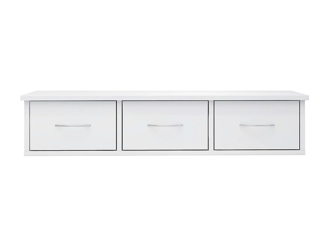 Wand-Schubladenregal Hochglanz-Weiß 88x26x18,5 cm Holzwerkstoff