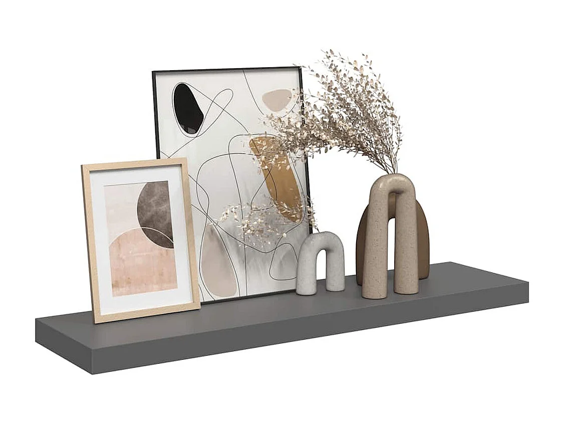 Schwebendes Wandregal Hochglanz-Grau 90x23,5x3,8 cm MDF