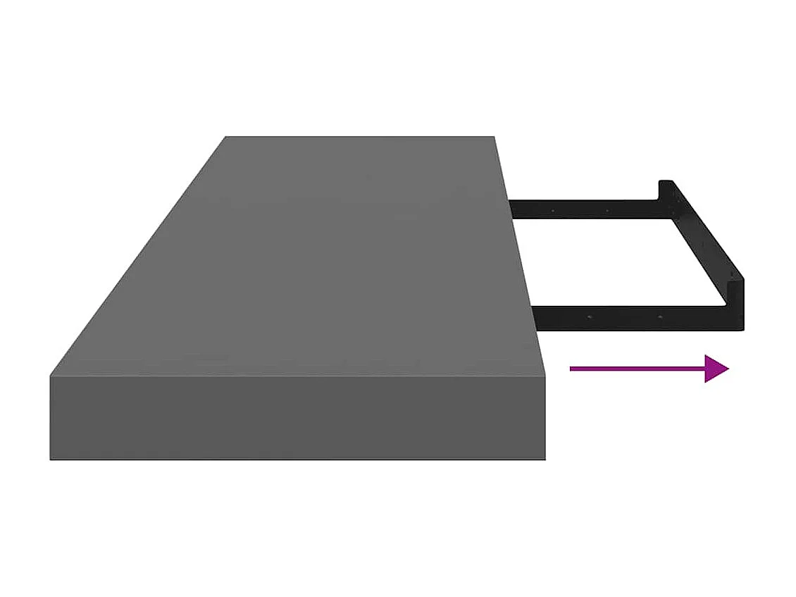 Schwebendes Wandregal Hochglanz-Grau 90x23,5x3,8 cm MDF