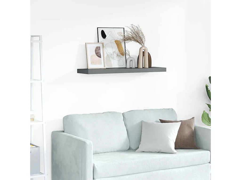 Étagère murale flottante Gris brillant 90x23,5x3,8 cm MDF
