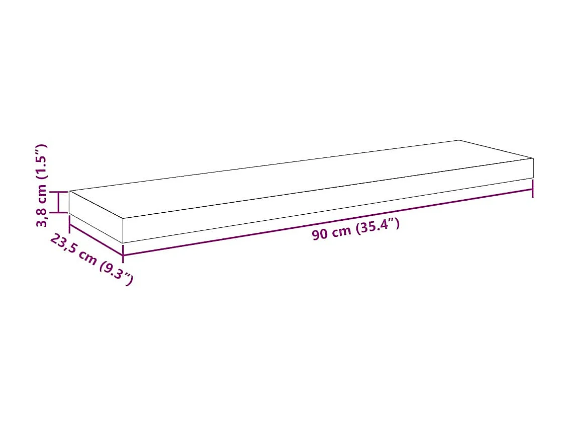 Étagère murale flottante Gris brillant 90x23,5x3,8 cm MDF