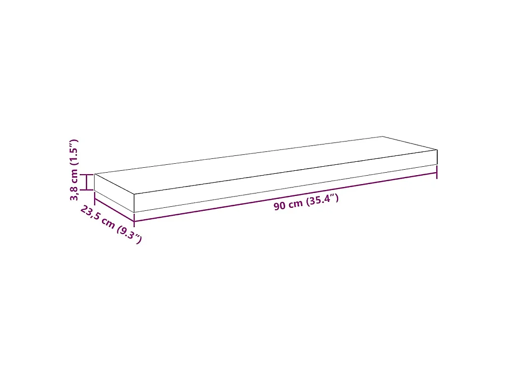 Wandschap zwevend 90x23,5x3,8 cm MDF hoogglans grijs