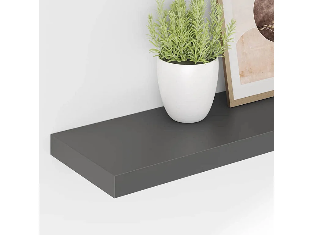 Wandschap zwevend 90x23,5x3,8 cm MDF hoogglans grijs