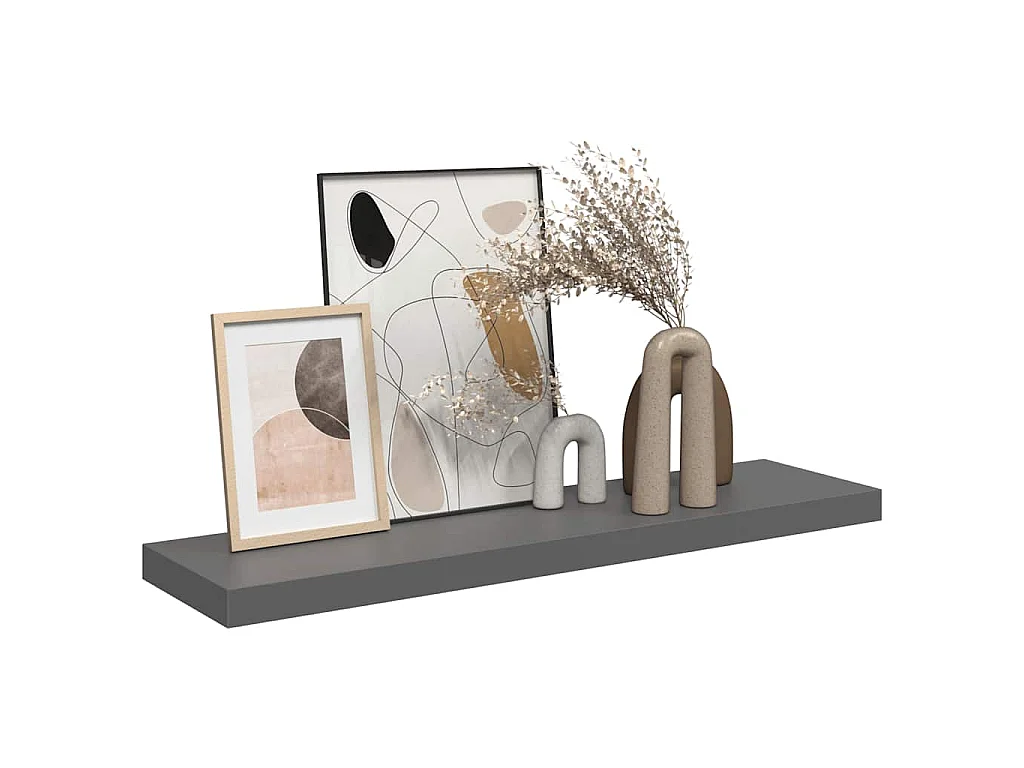 Wandschap zwevend 90x23,5x3,8 cm MDF hoogglans grijs