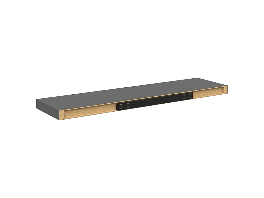 Wandschap zwevend 90x23,5x3,8 cm MDF hoogglans grijs