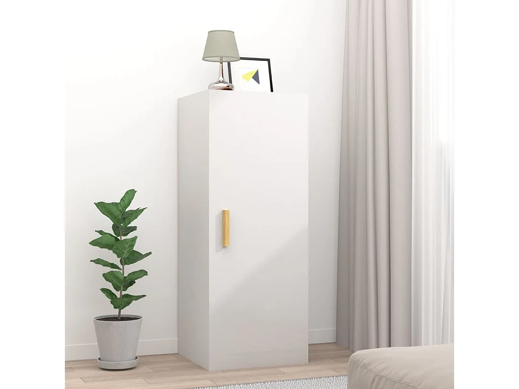 Wandkast 34,5x34x90 cm bewerkt hout hoogglans wit