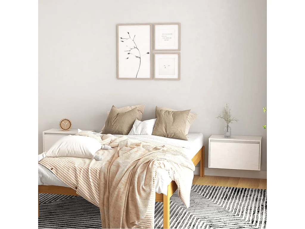 Armoires murales 2 pcs Blanc 60x30x35 cm Bois de pin massif