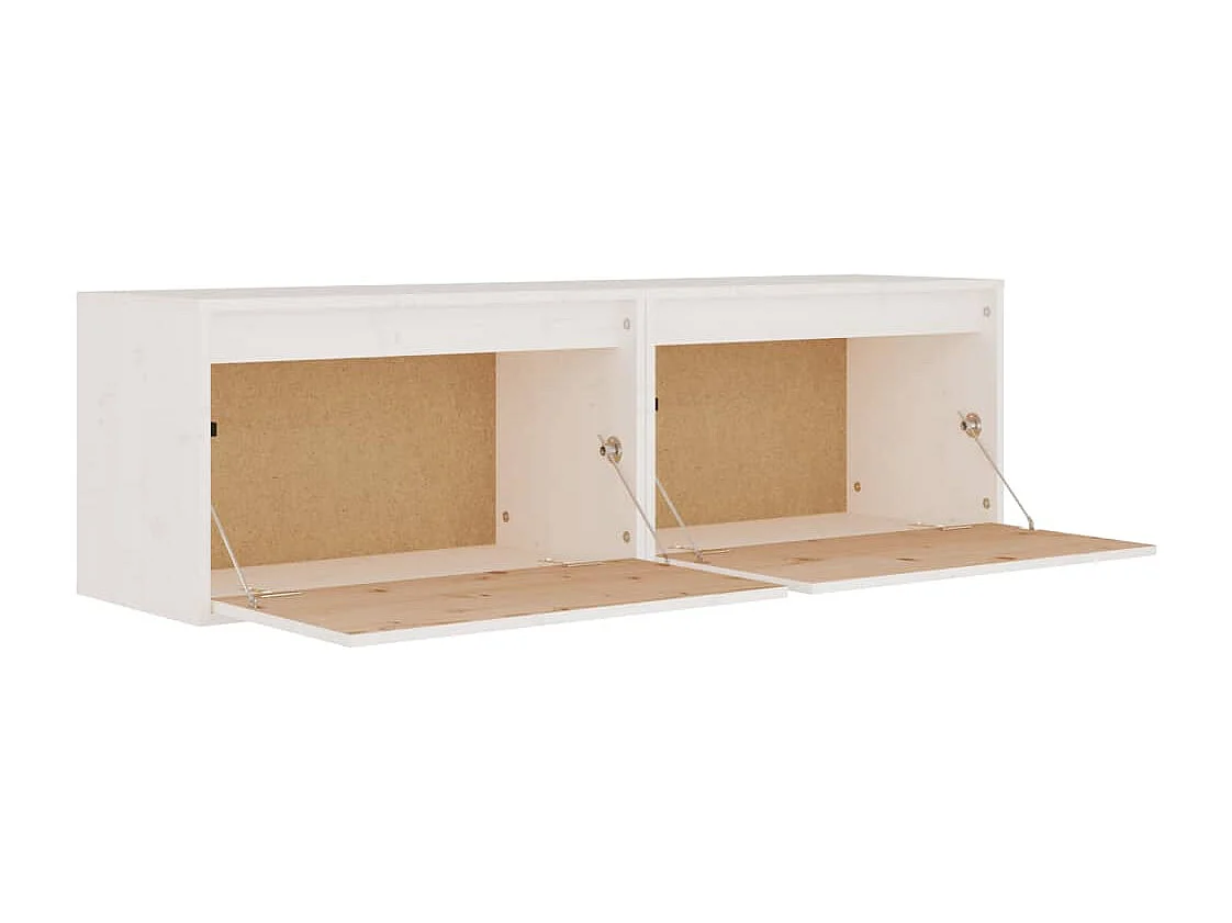 Wandkasten 2 st 60x30x35 cm massief grenenhout wit