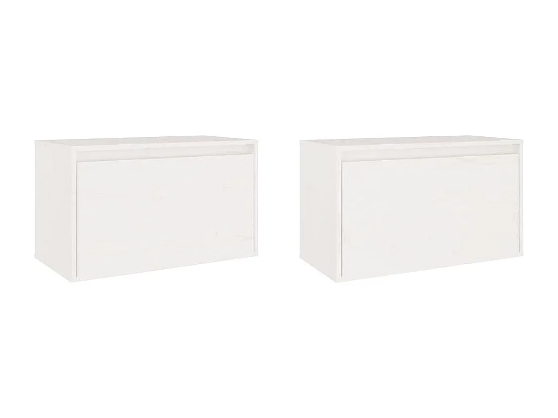 Wandkasten 2 st 60x30x35 cm massief grenenhout wit