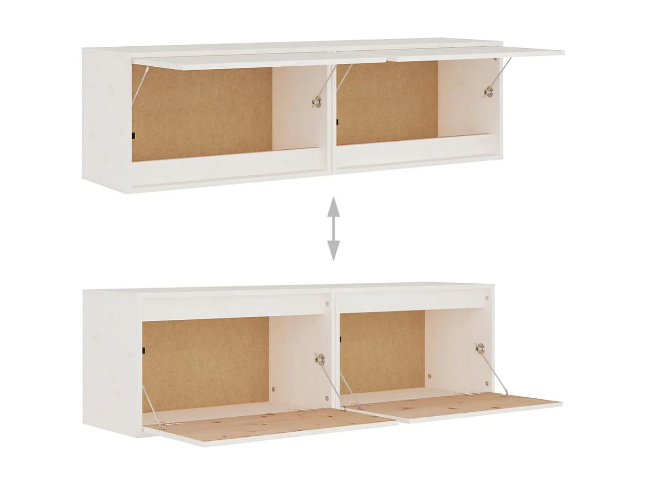 Wandkasten 2 st 60x30x35 cm massief grenenhout wit