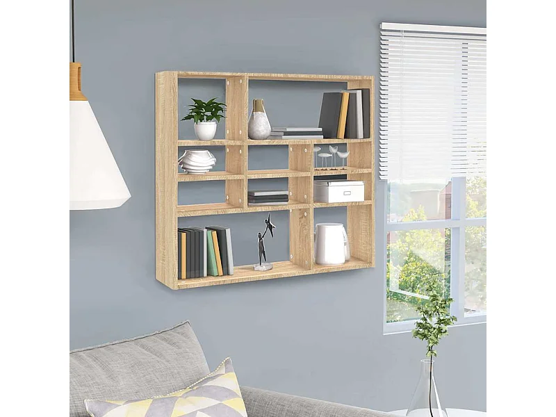 Wandschap 90x16x78 cm bewerkt hout sonoma eikenkleurig