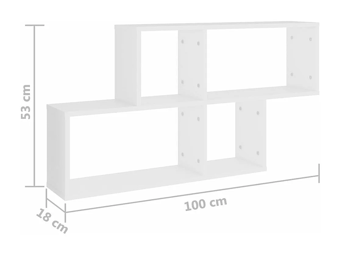 Estantería de pared madera contrachapada blanco 100x18x53 cm