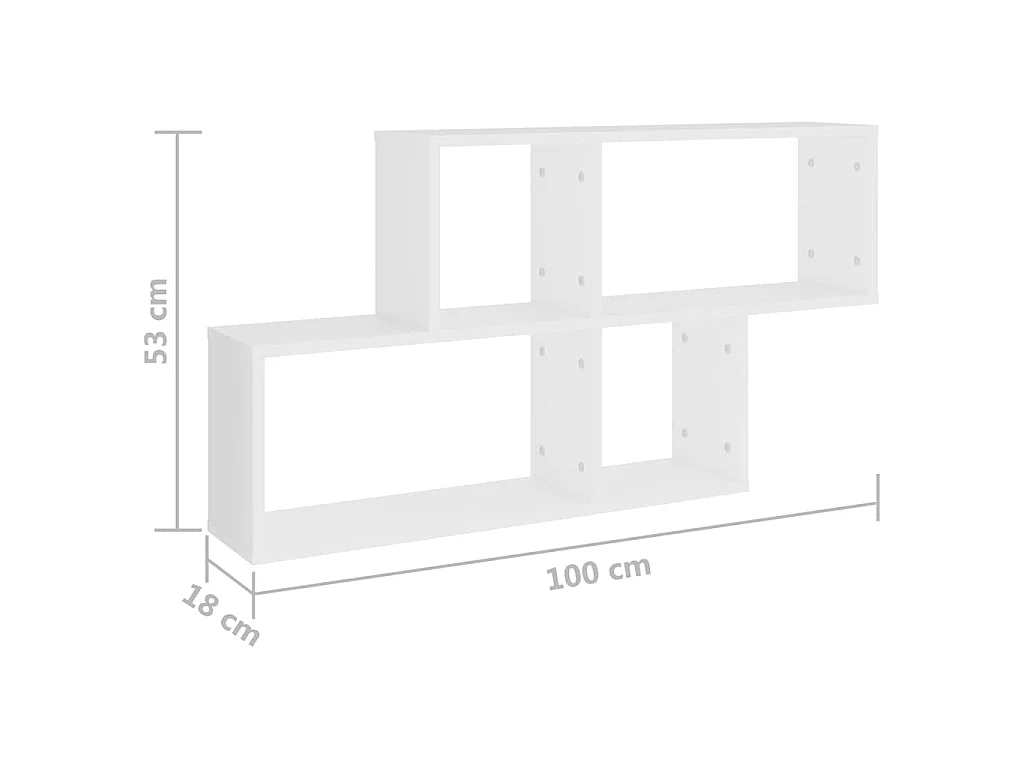 Wandschap 100x18x53 cm bewerkt hout wit