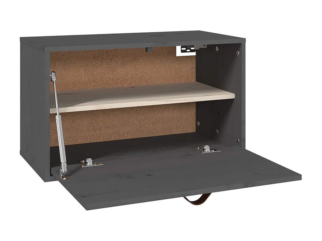 Wandkast 60x30x35 cm massief grenenhout grijs