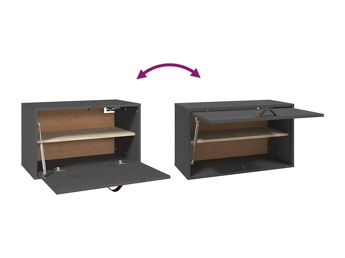 Wandkast 60x30x35 cm massief grenenhout grijs