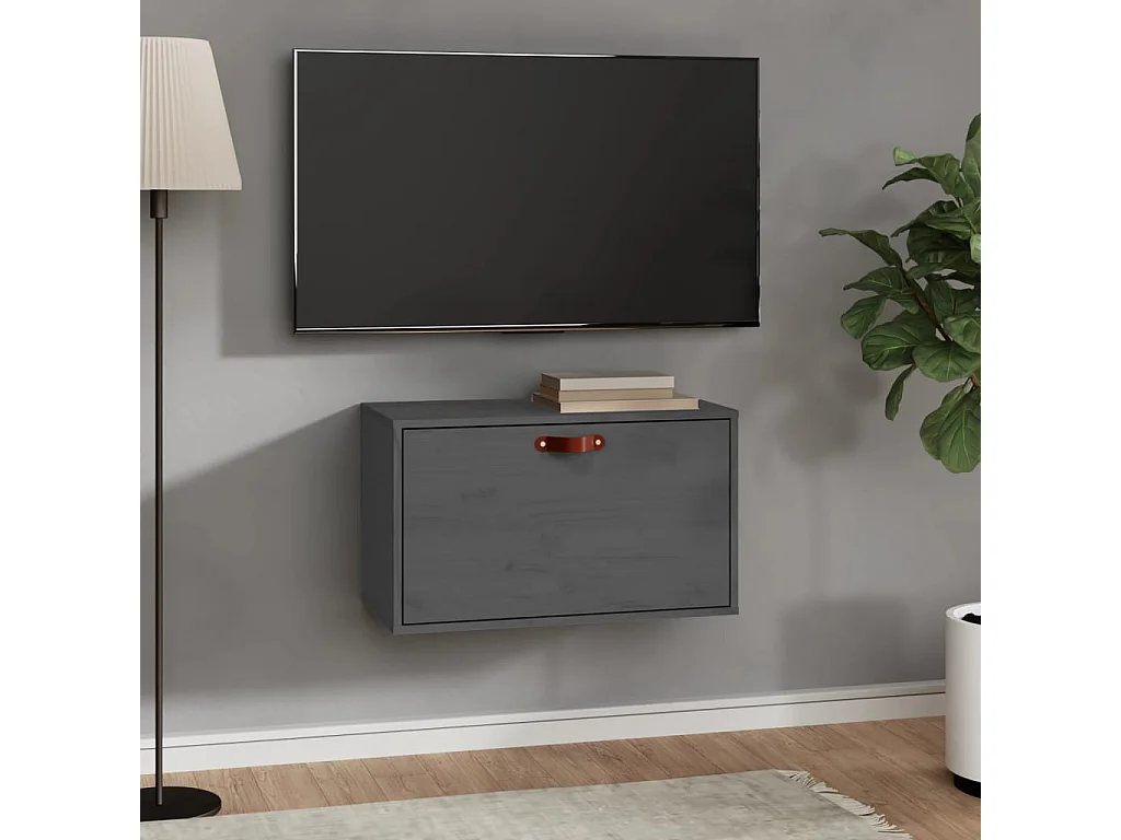 Wandschrank Grau 60x30x35 cm Massivholz Kiefer