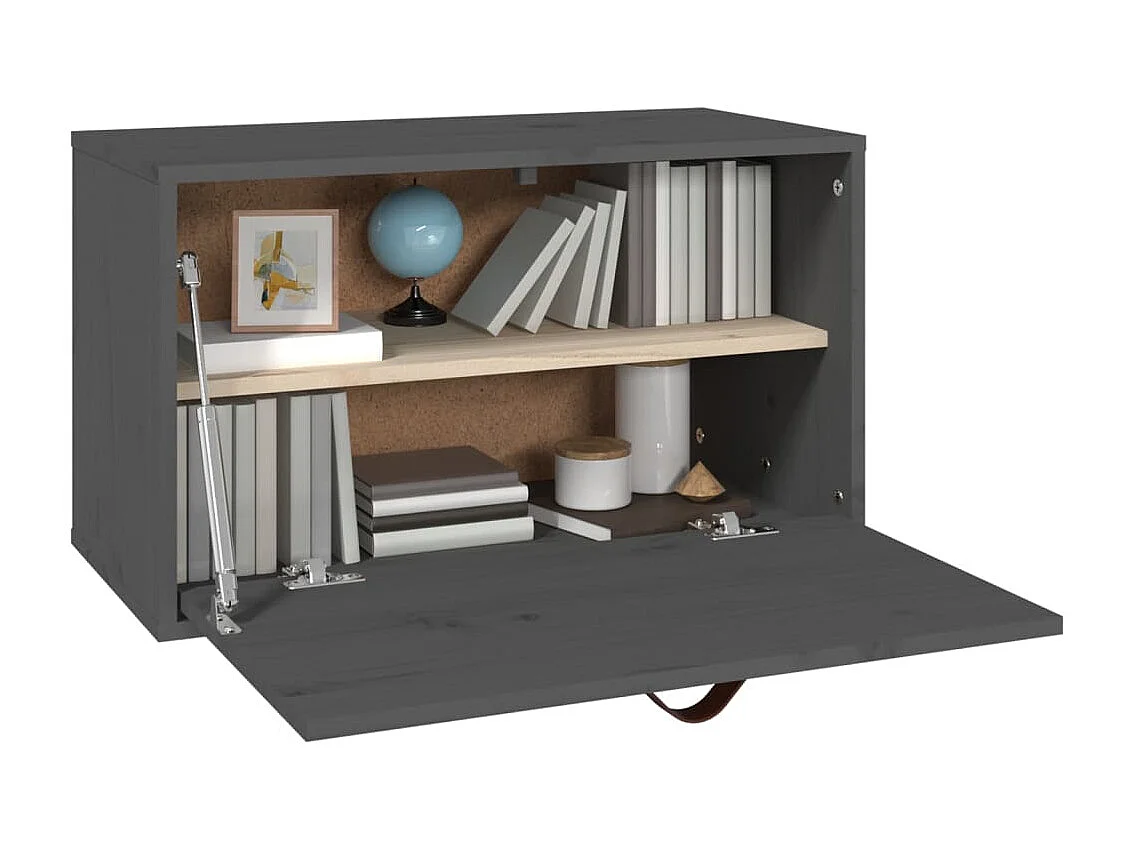 Wandschrank Grau 60x30x35 cm Massivholz Kiefer
