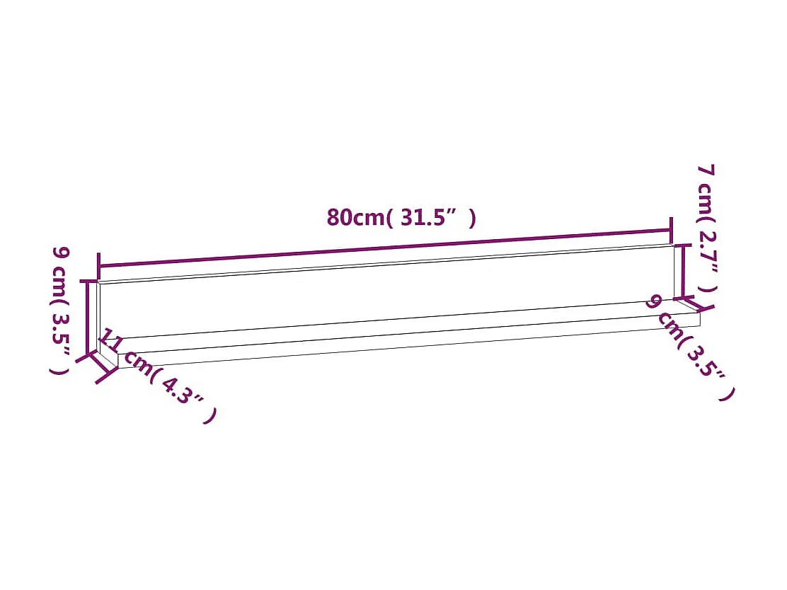 Mensole da Parete 2 pz Ambra 80x11x9cm Legno Massello di Pino