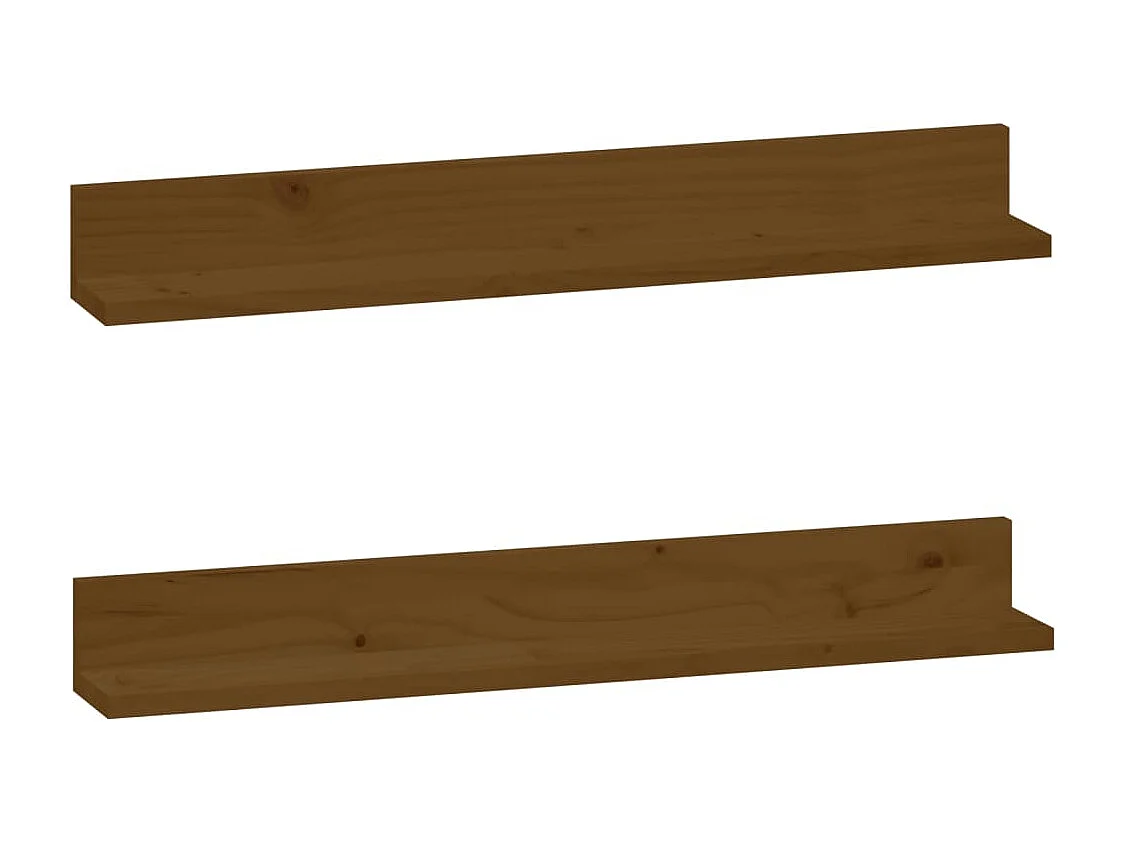 Wandkasten 2 st 80x11x9 cm massief grenenhout honingbruin