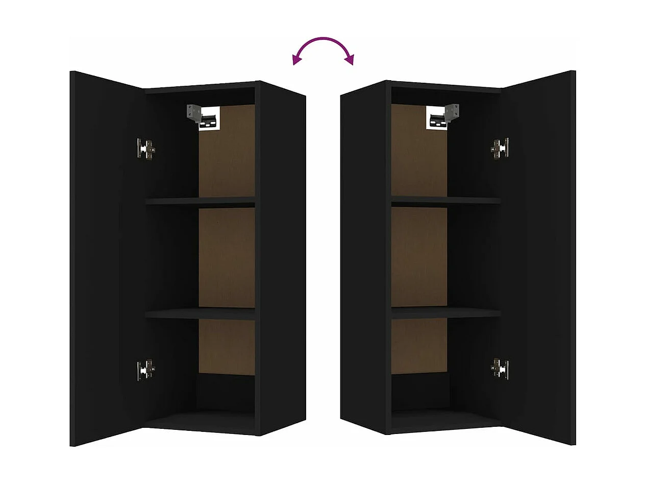 Wandkast 34,5x34x90 cm bewerkt hout zwart