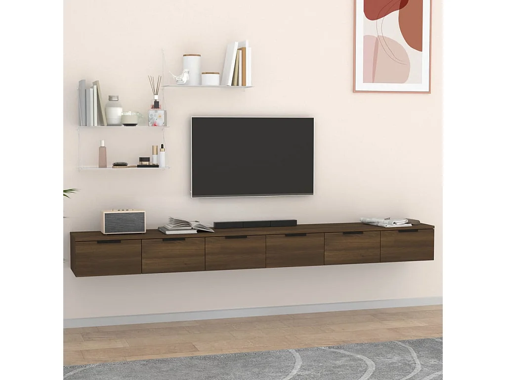 Armários de parede 2pcs 102x30x20cm madeira carvalho castanho