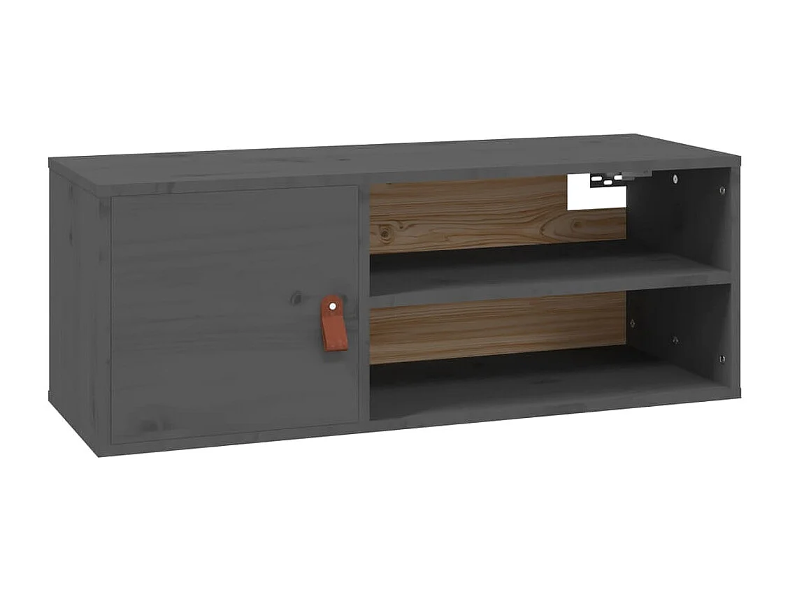 Wandschränke 2 Stk. Grau 80x30x30 cm Massivholz Kiefer