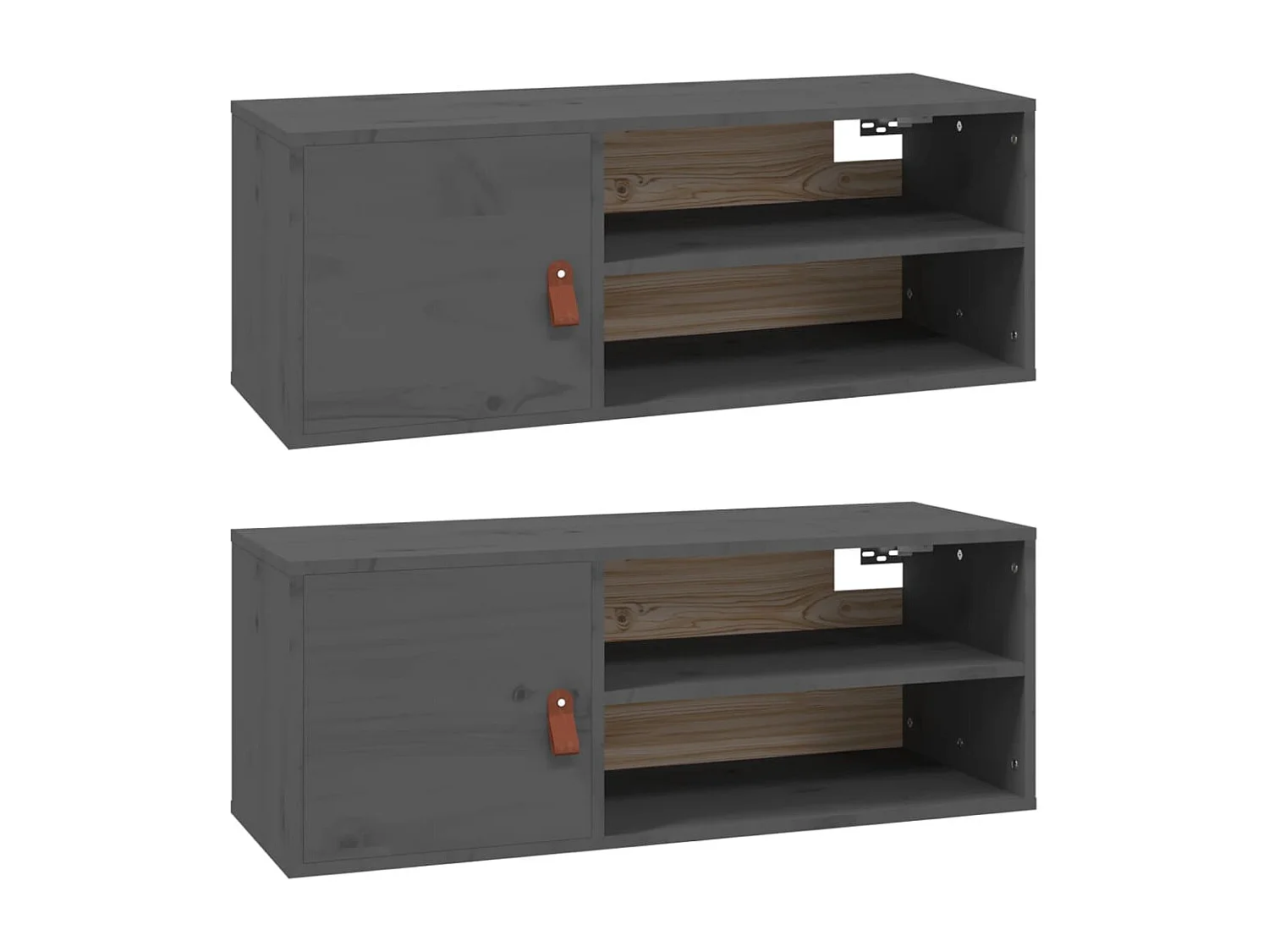 Armoires murales 2 pcs Gris 80x30x30 cm Bois de pin massif