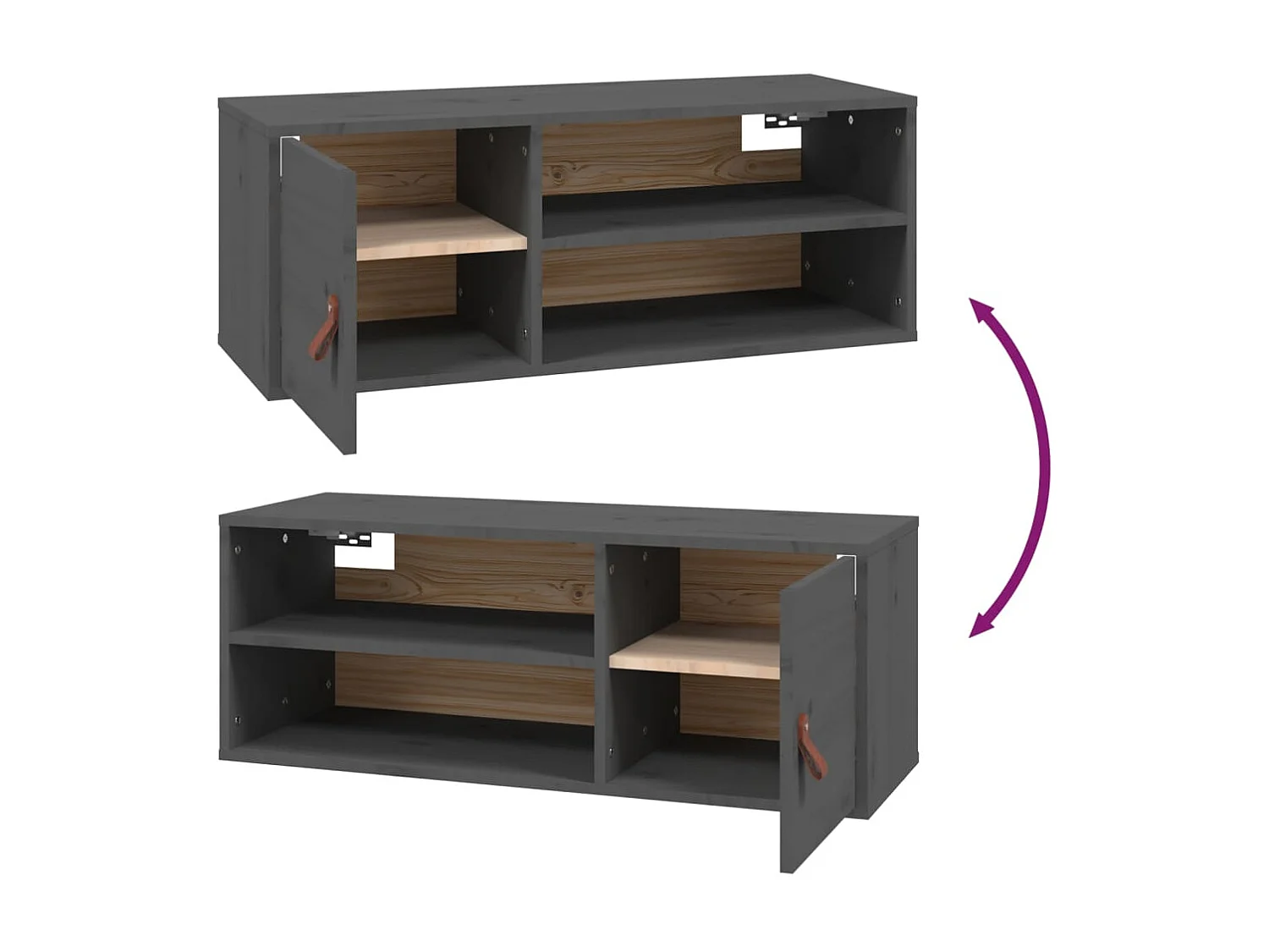 Armoires murales 2 pcs Gris 80x30x30 cm Bois de pin massif