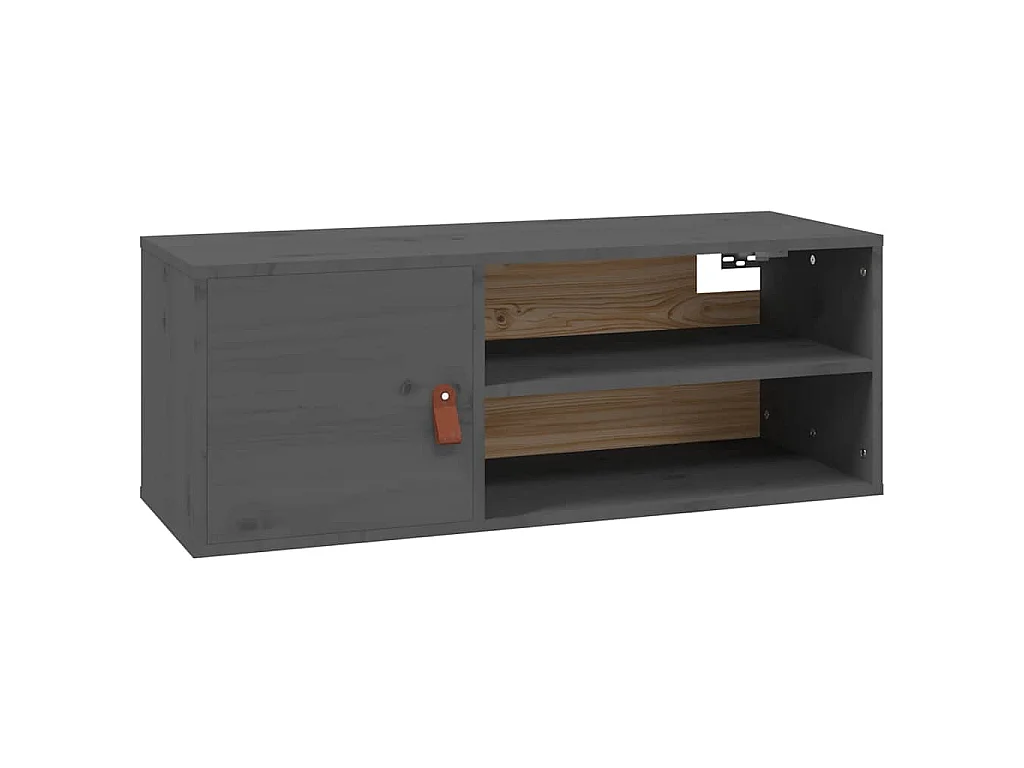 Armarios de pared 2 uds madera maciza pino gris 80x30x30 cm