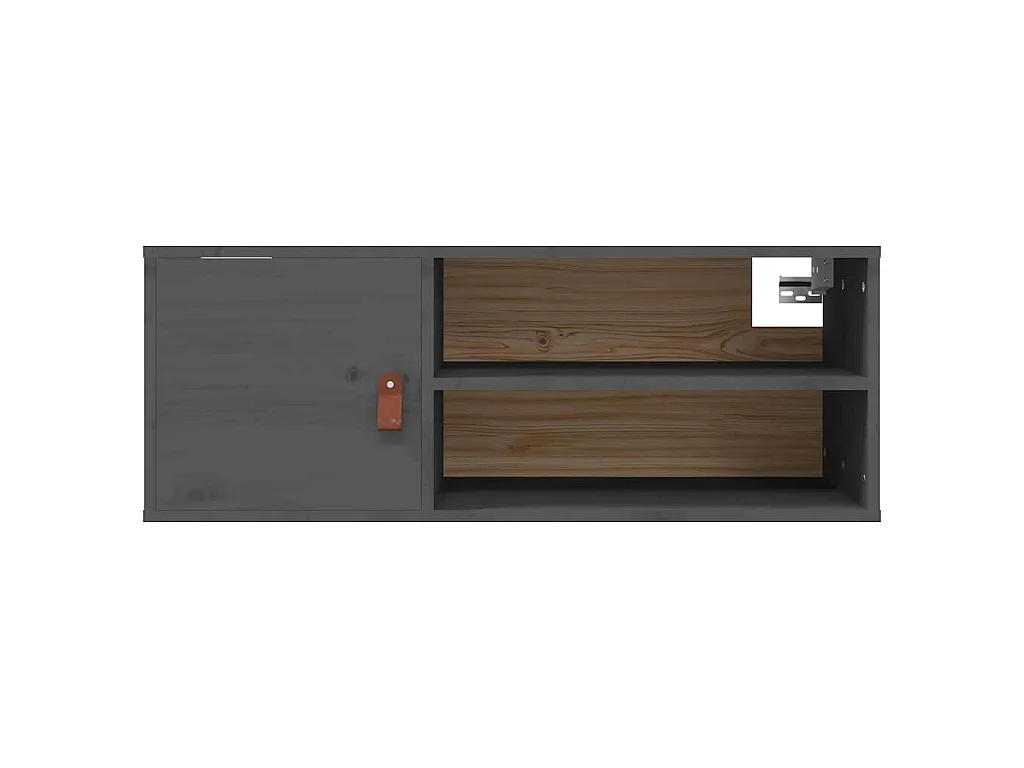 Armarios de pared 2 uds madera maciza pino gris 80x30x30 cm
