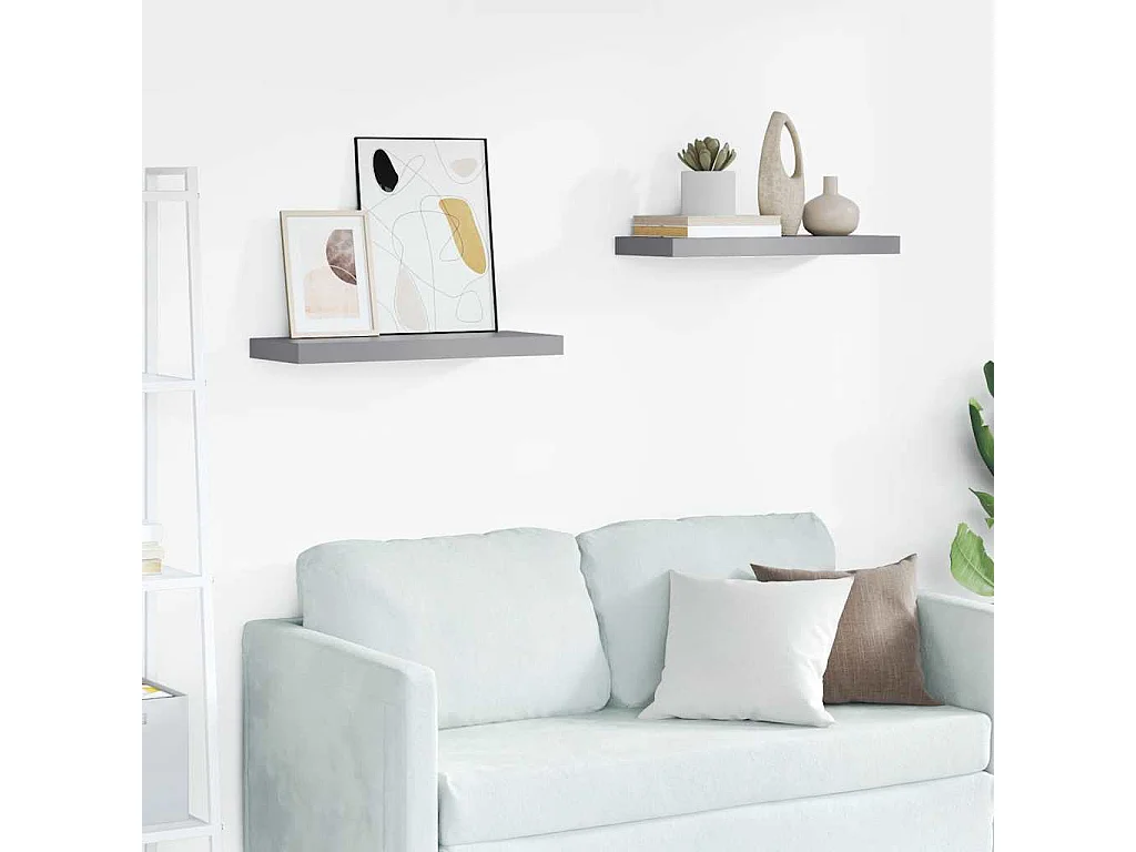 Étagères murales flottantes 2 pcs Gris 60x23,5x3,8 cm MDF