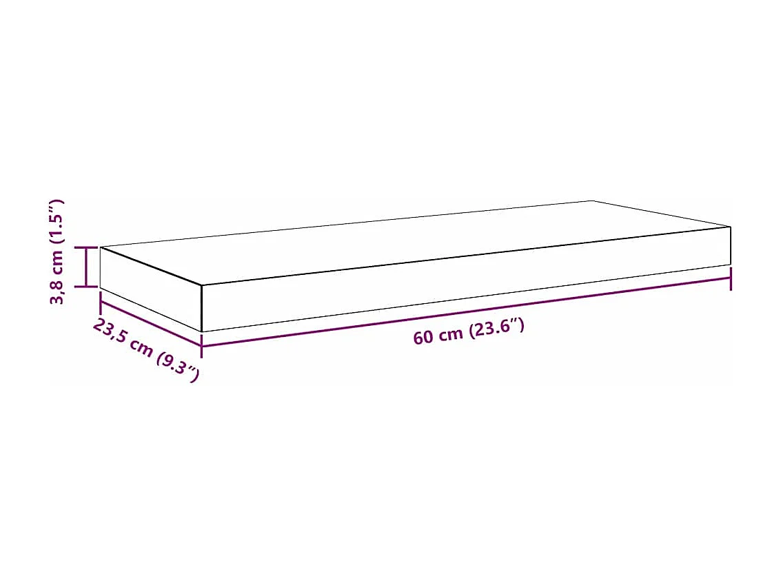 Étagères murales flottantes 2 pcs Gris 60x23,5x3,8 cm MDF