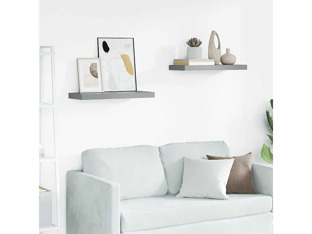 Étagères murales flottantes 2 pcs Gris 60x23,5x3,8 cm MDF
