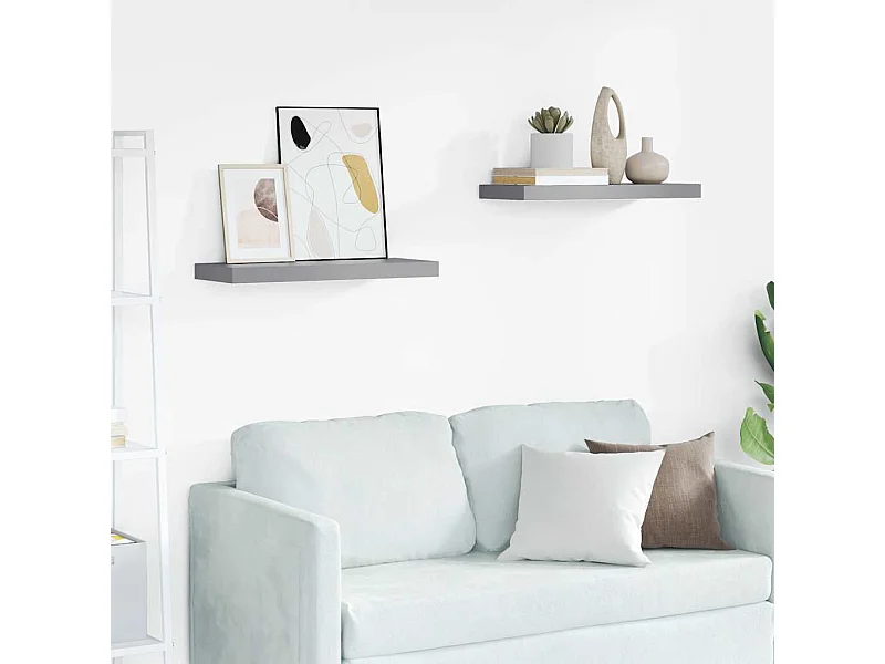 Scaffali a Parete 2 pz Grigi 60x23,5x3,8 cm in MDF