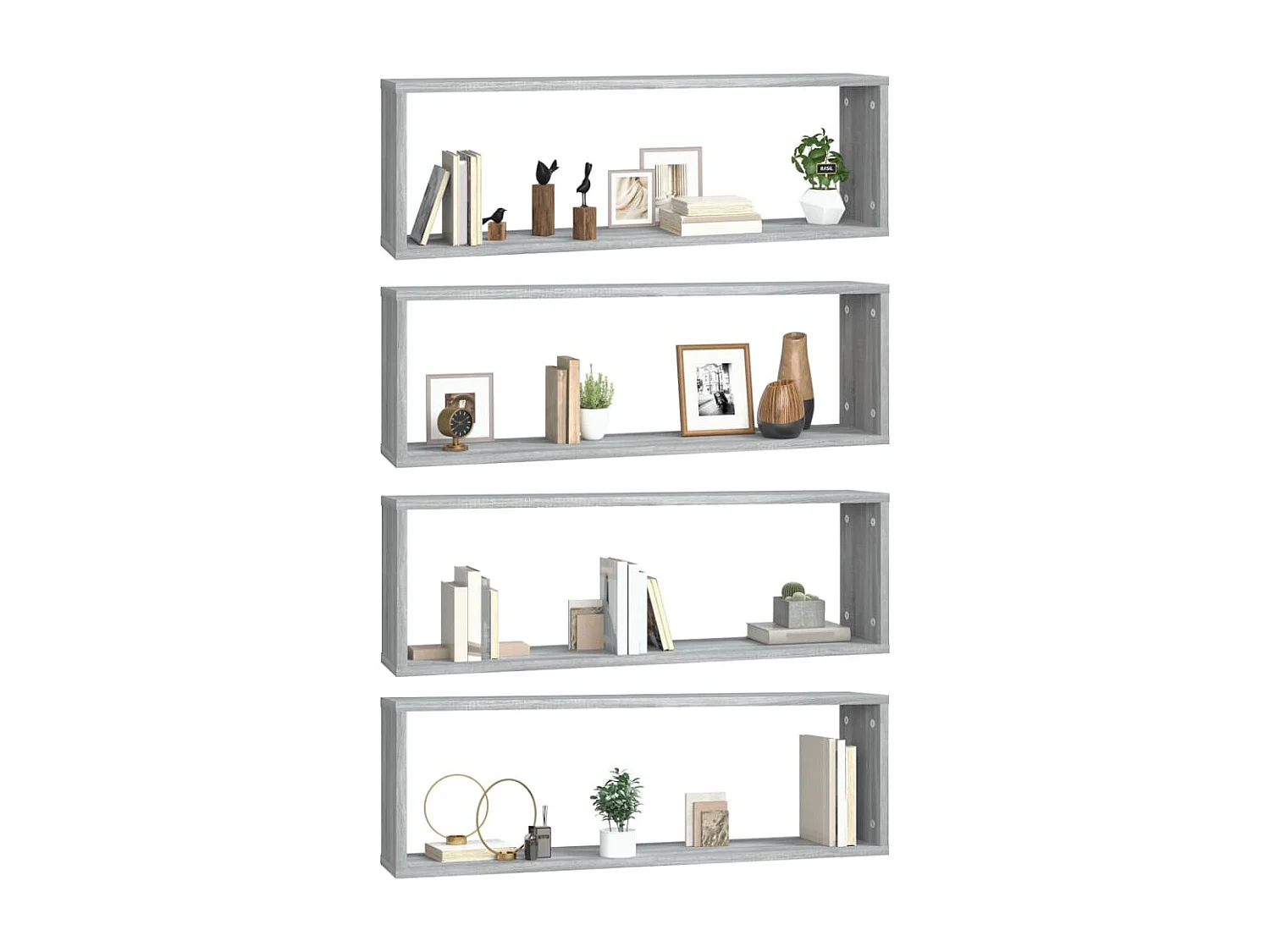 Mensole Cubo Muro 4 Grigio Sonoma 80x15x26,5 Legno Multistrato