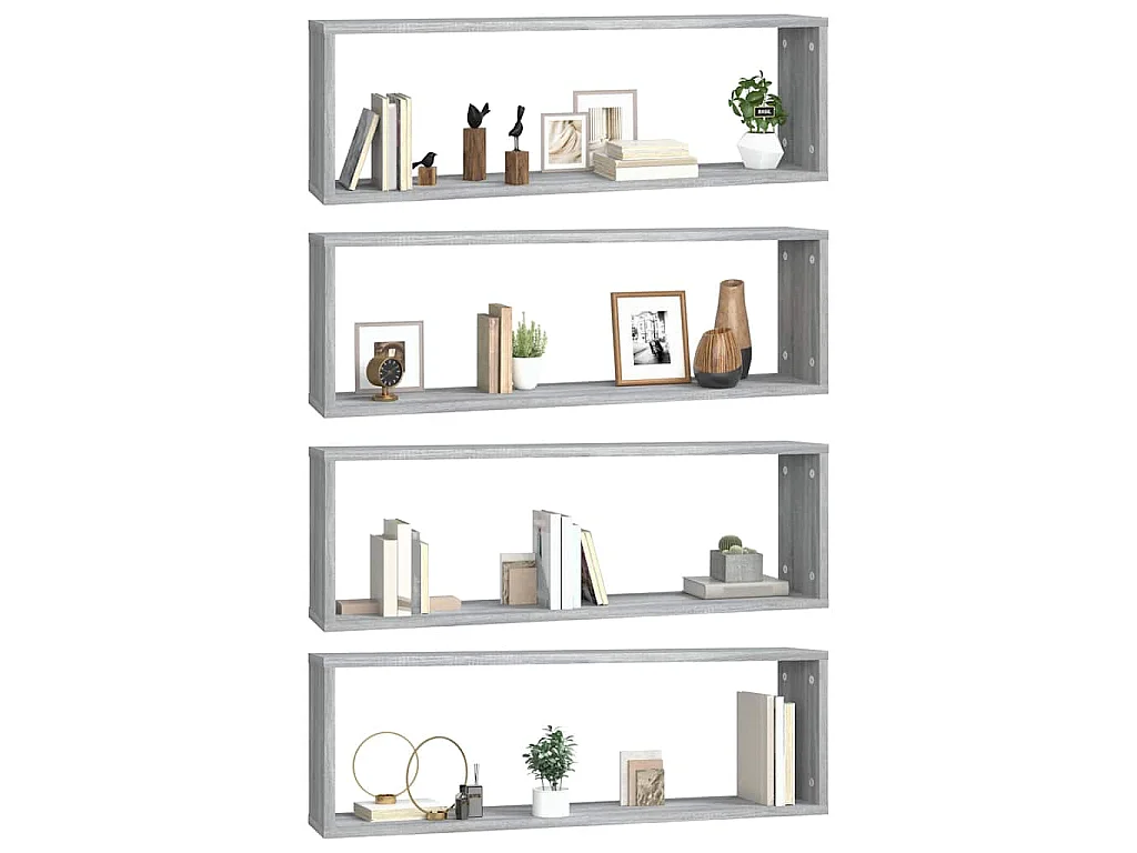 Étagères murales cubiques 4 pcs Sonoma gris 80x15x26,5 cm